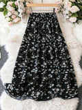 High Waist Slim Floral Maxi Skirt