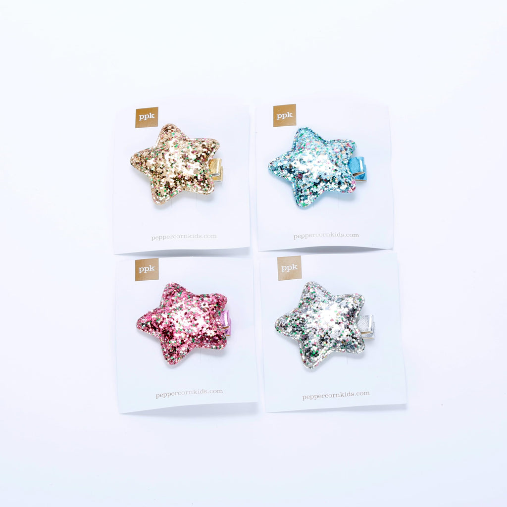 Kids Glitter Sparkle Star Hair Clip - Festive Dress-Up Clips for Girls 3+