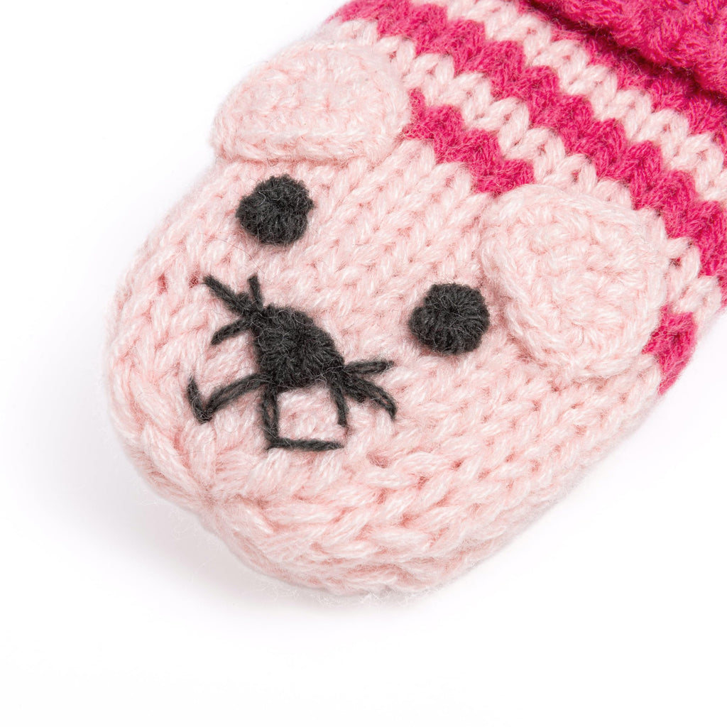 Heart Design Winter Hat Set with Cute Animal Mittens for Girls 1-6 Years, Fleece-Lined for Comfort
