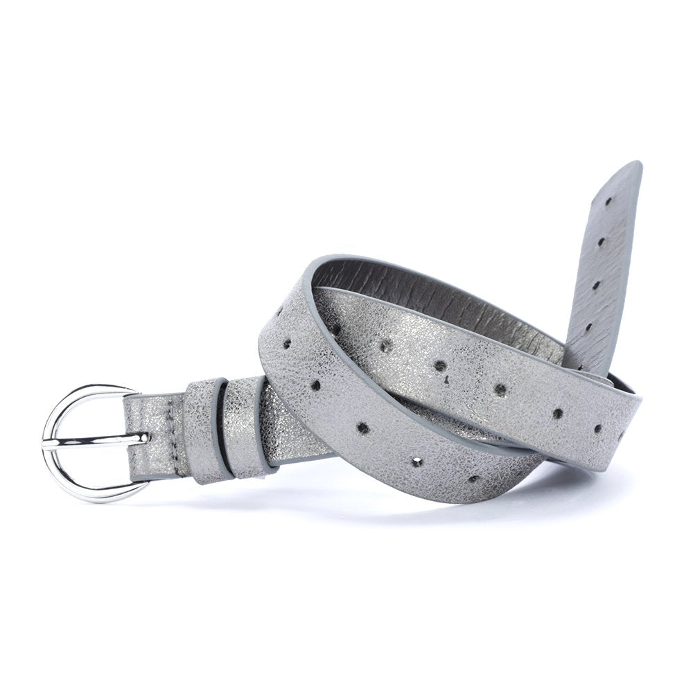 Girls Perforated Metallic Leather Belt (Ages 4 to 14) Stylish, Fun and Practical