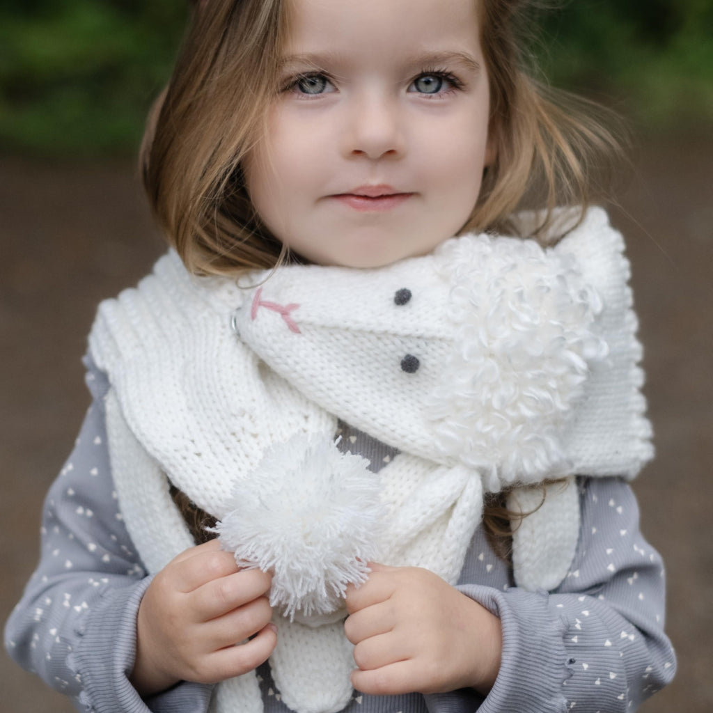Kids Baby Lamb Knitted Neck Scarf - Pure White (Age 4-12Y)