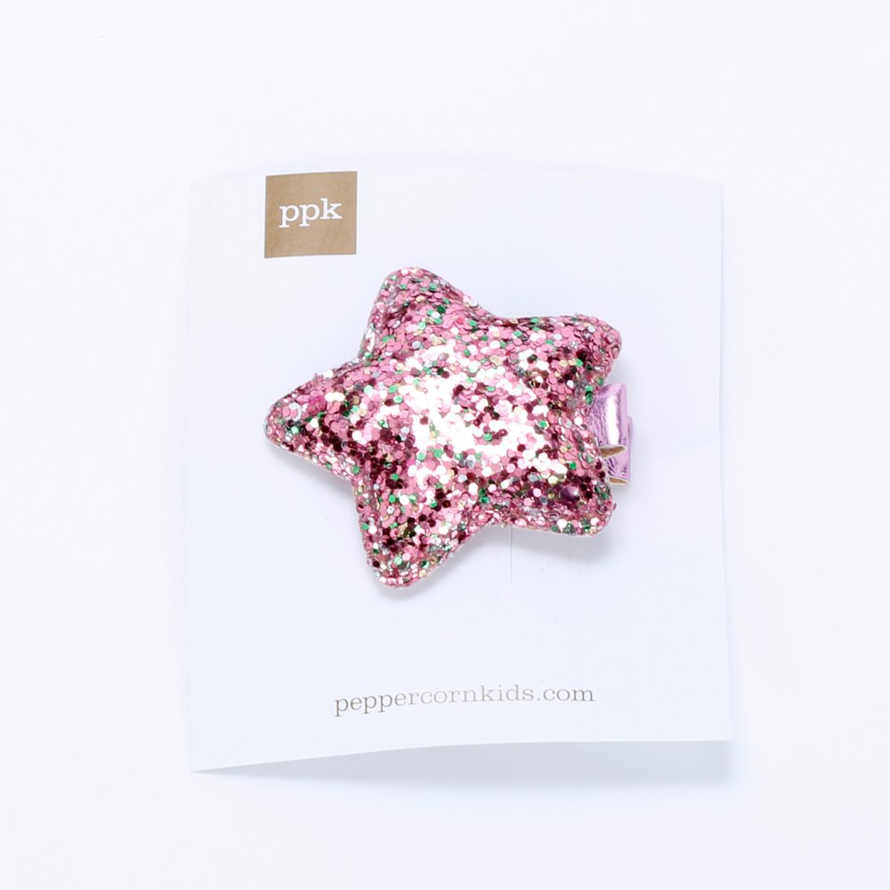 Kids Glitter Sparkle Star Hair Clip - Festive Dress-Up Clips for Girls 3+