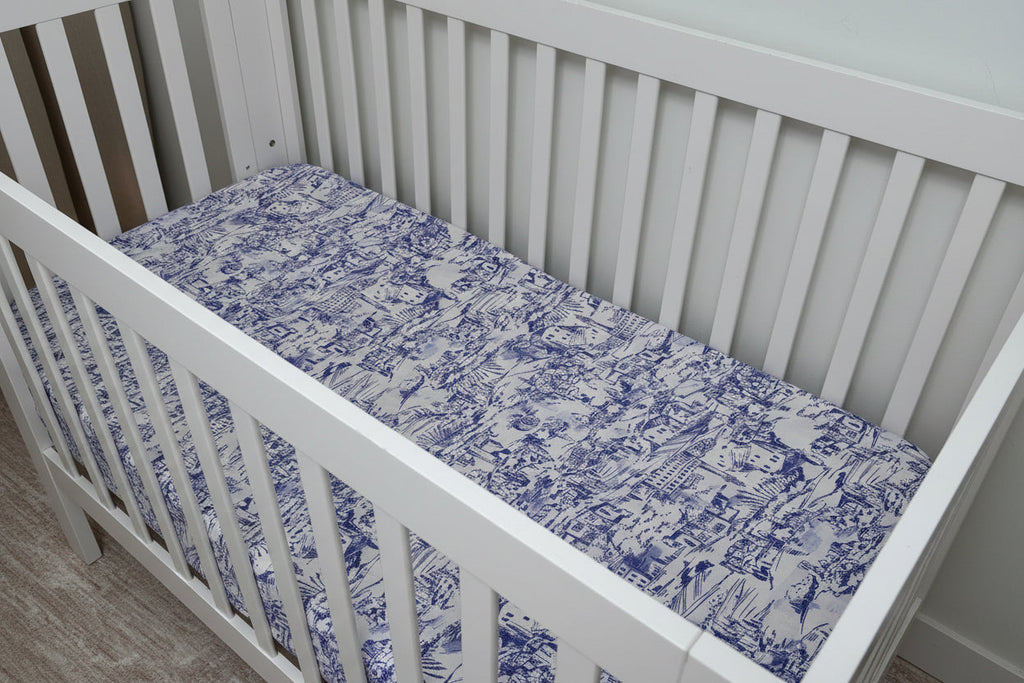 Pink Toile Crib Sheet