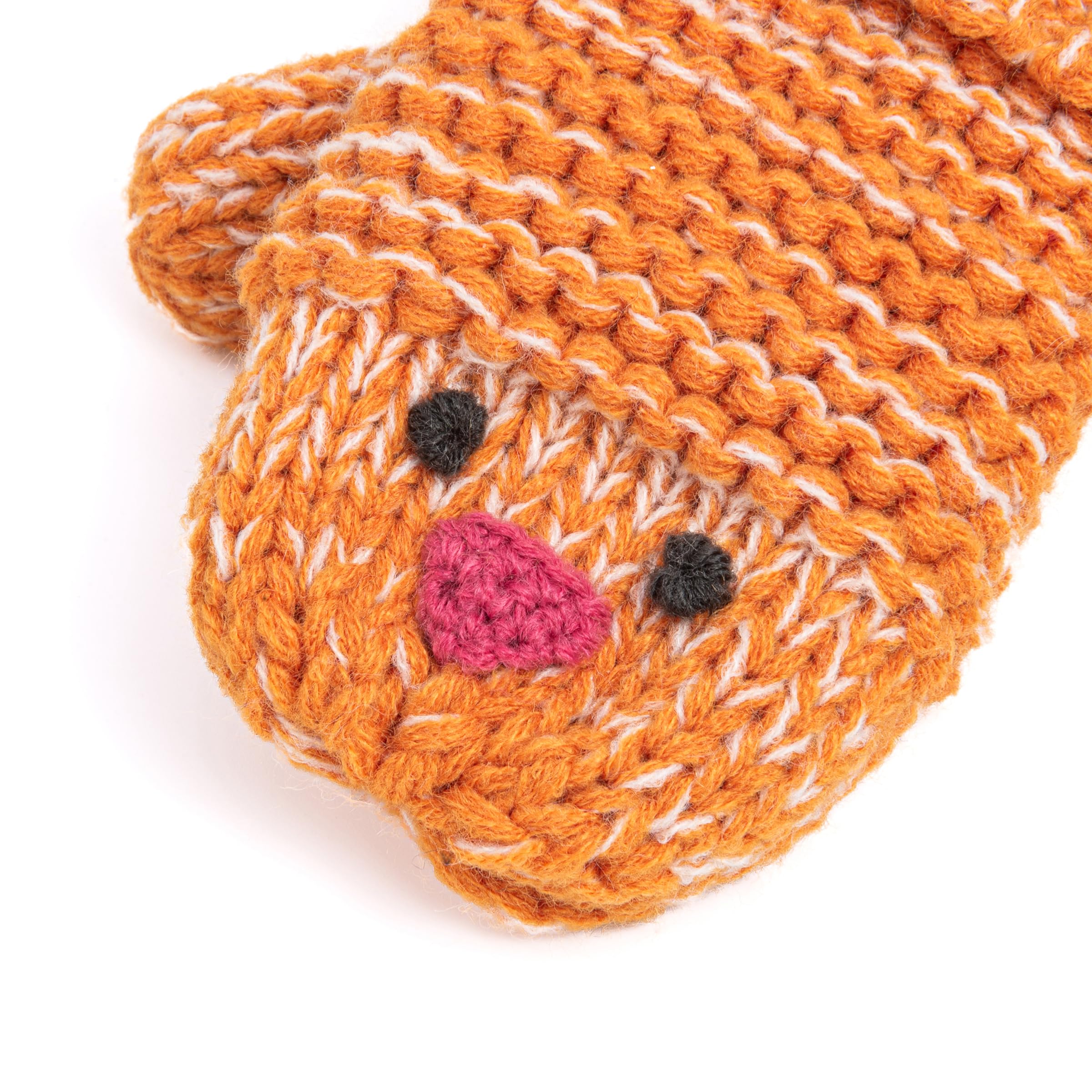 Knit Baby Chick Mittens with Cord-For Kids, Toddler Girls Age 1-6 Years, Cute Design