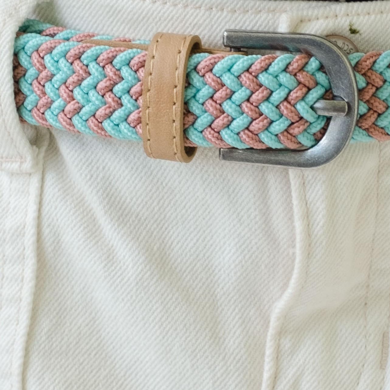 Girls Stretch Cord Braided Leather Belt - Children's Age (4-7 Y) (8-14Y)