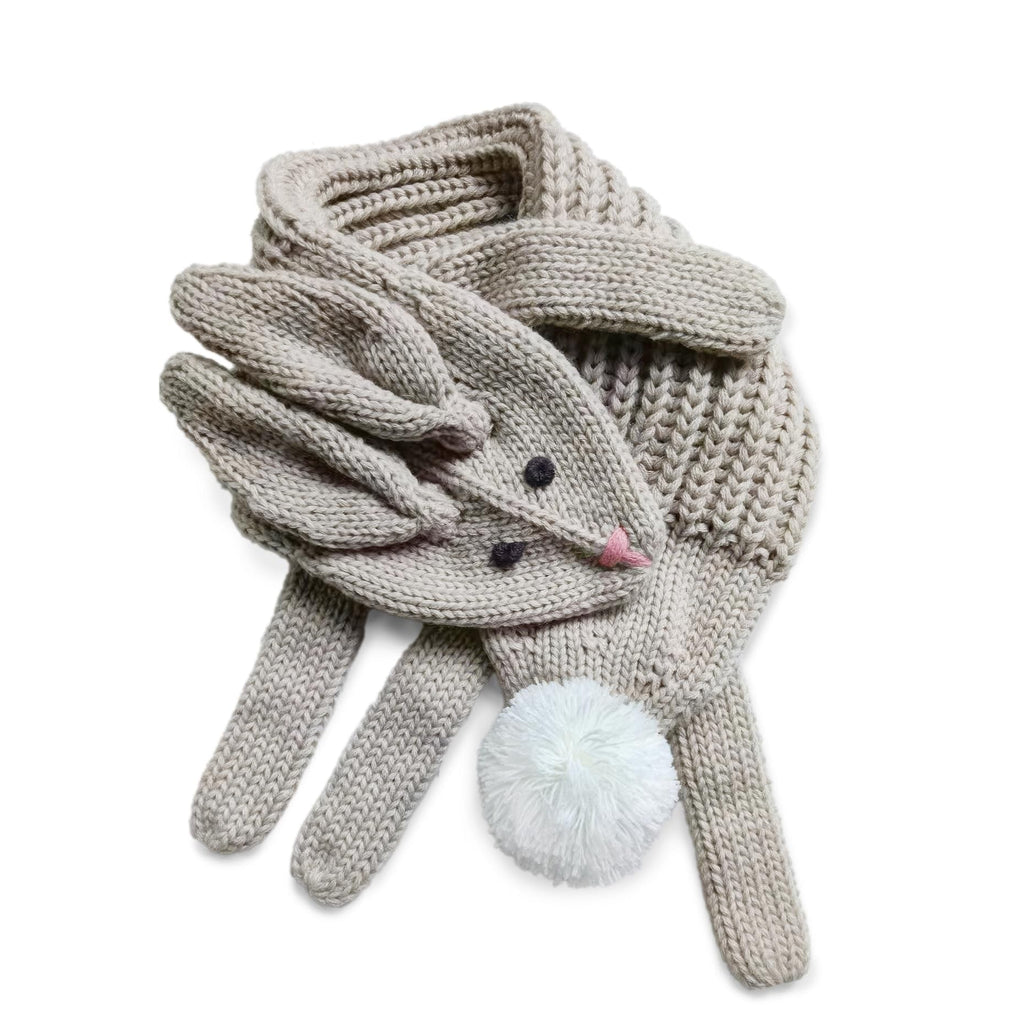 Girls Bunny Rabbit, Critter Knitted Neck Scarf- (Children Age 4/5-12Yr)