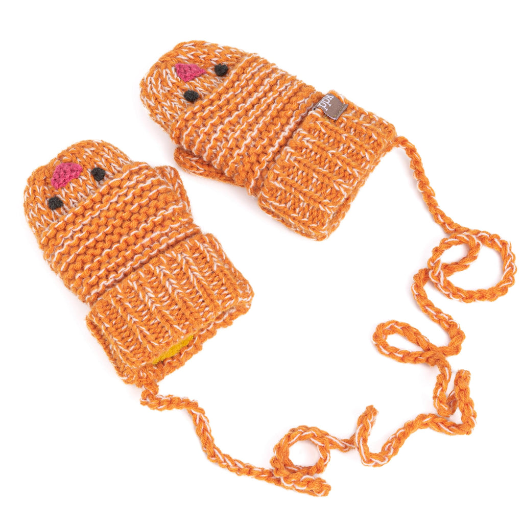 Baby/ Toddler Chick Mittens with Cord for Kids Ages 1-6 Years, Warm Fleece Lined