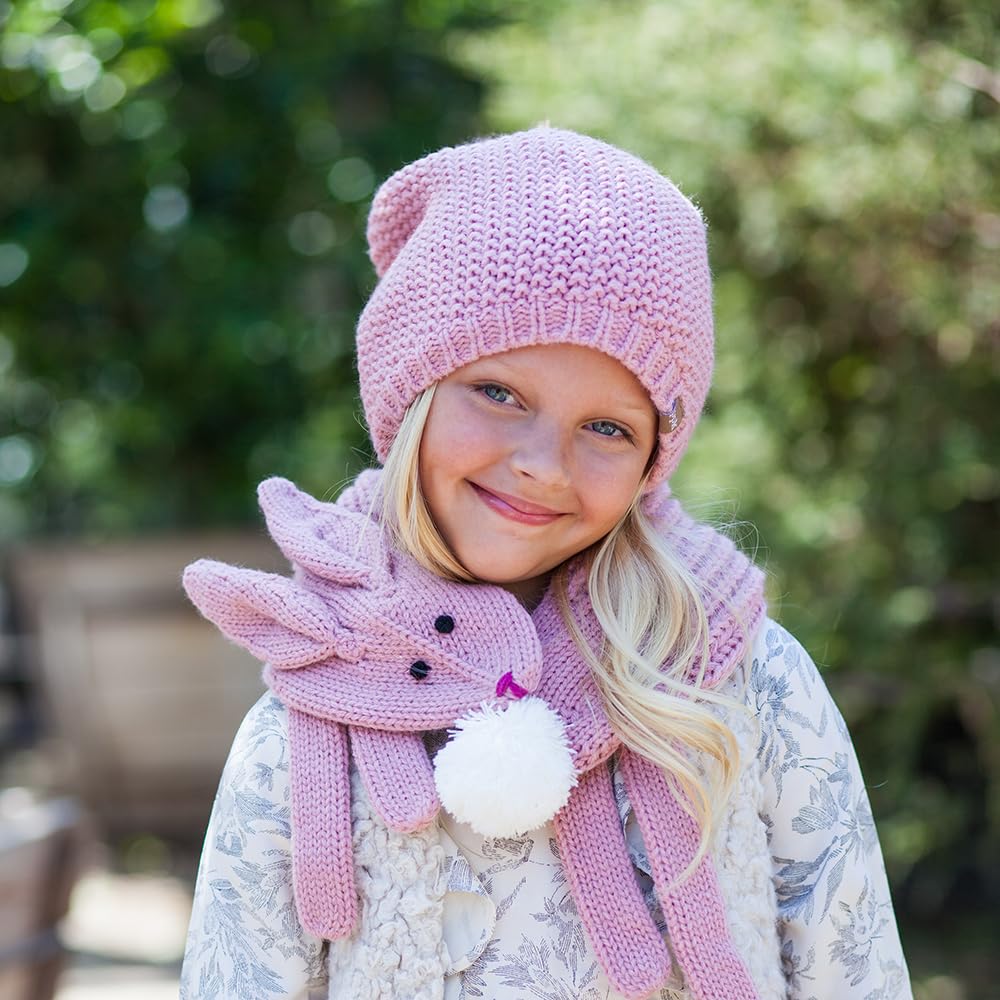 Girls Bunny Rabbit, Critter Knitted Neck Scarf- (Children Age 4/5-12Yr)