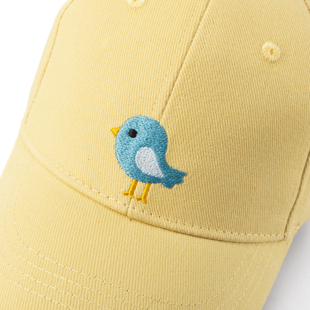 Girls Bird Patch Baseball Cap (Age 3-6/7Y) for Toddler and Little Girls, Natural Cotton- Vintage Yellow
