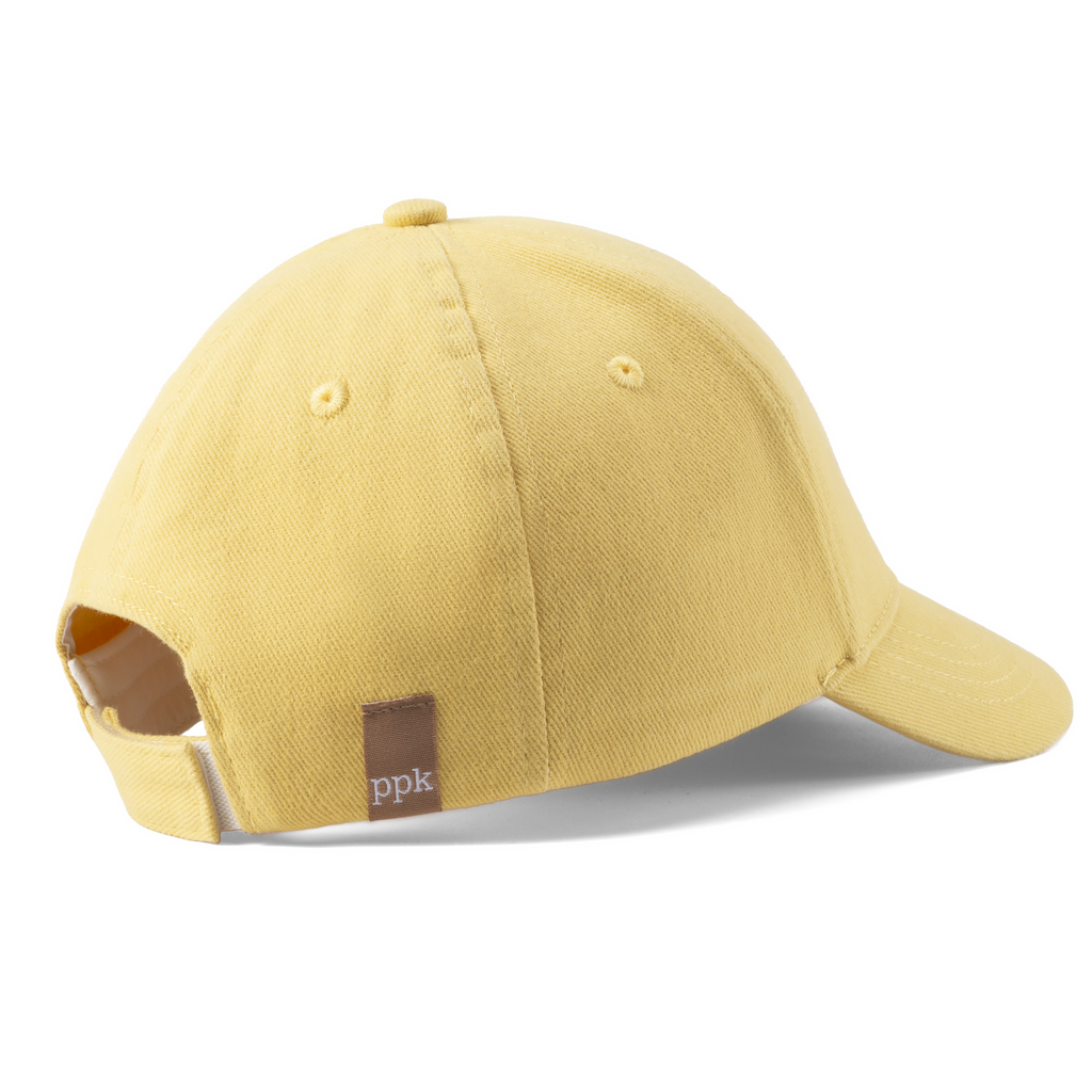 Girls Strawberry Baseball Hat, Vintage Yellow Cotton, Adjustable Sun Cap 3-7Y