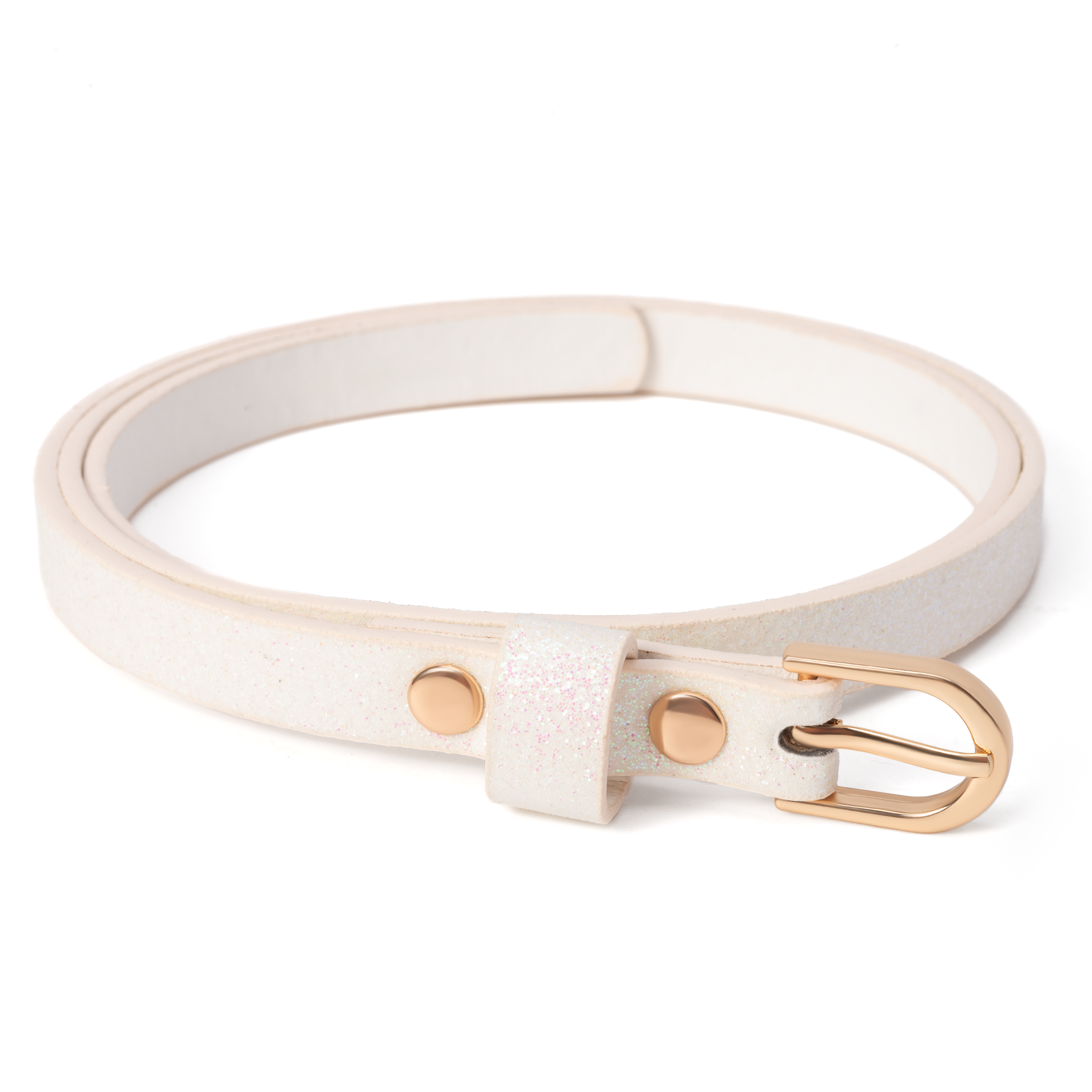 Girls Ultra Skinny Sparkly Glitter Leather Belt- Ages 1-14 Years