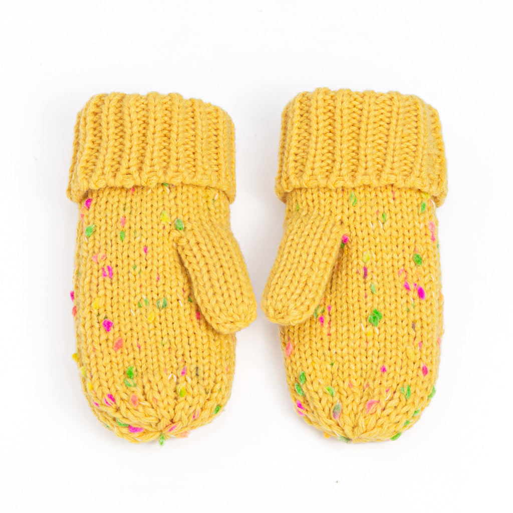 Girls Fun Speckled Knit Mittens for Kids All Ages 1-12 Years, Premium Quality, Fleece-lined Cold Weather Essential