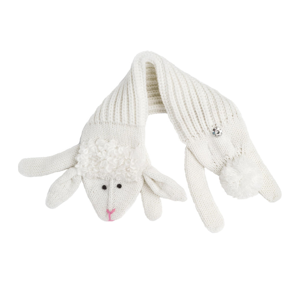Kids Baby Lamb Knitted Neck Scarf - Pure White (Age 4-12Y)