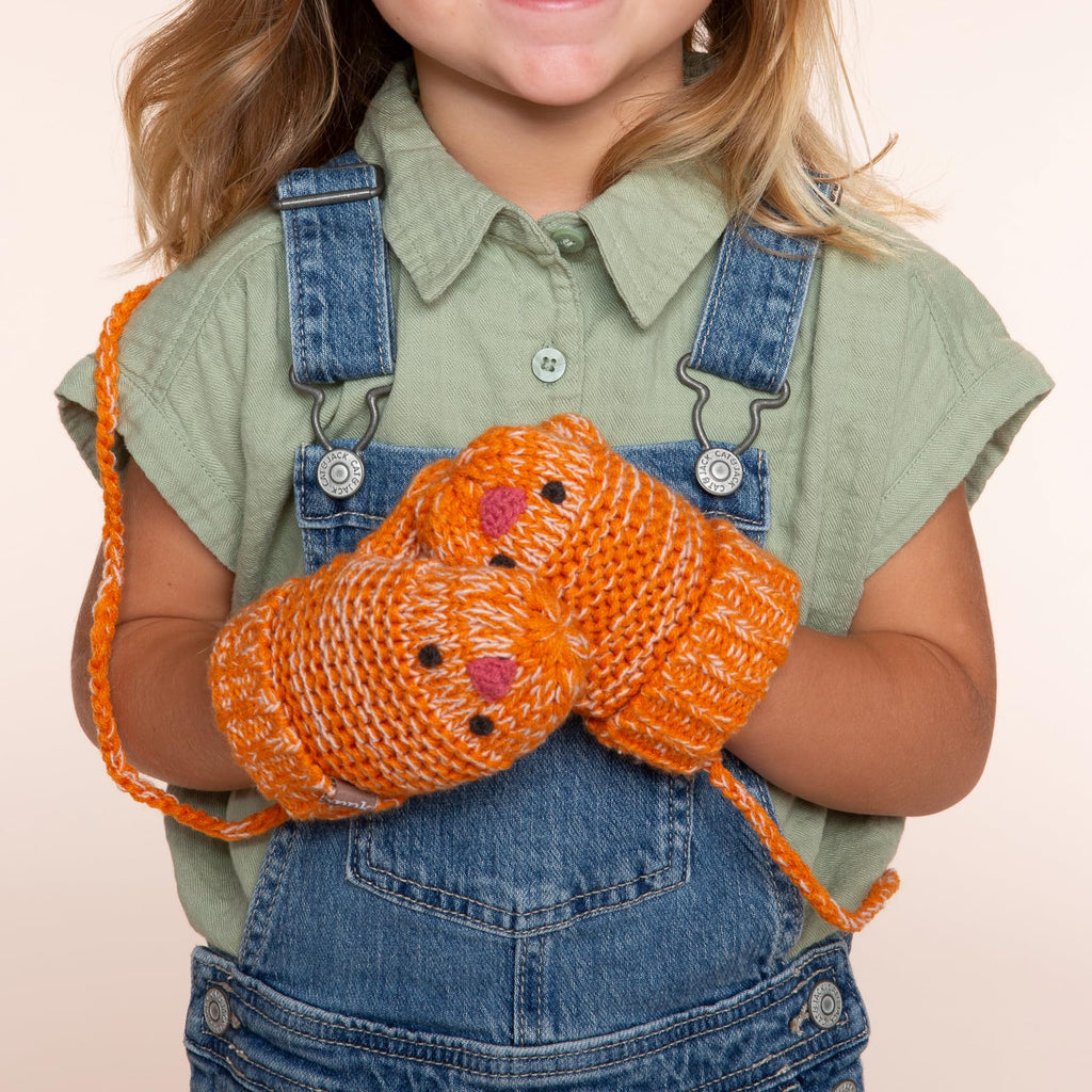 Baby/ Toddler Chick Mittens with Cord for Kids Ages 1-6 Years, Warm Fleece Lined