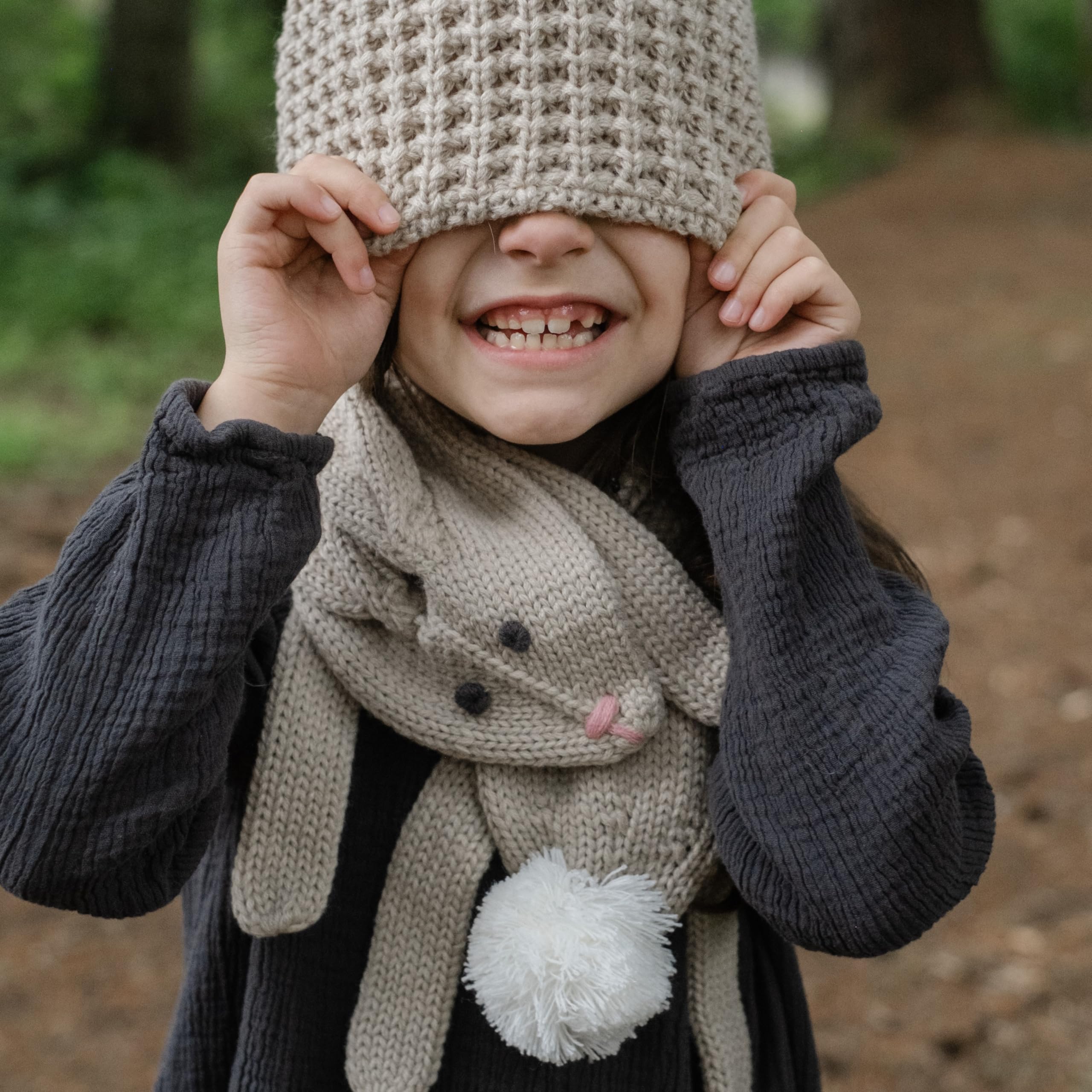 Girls Bunny Rabbit, Critter Knitted Neck Scarf- (Children Age 4/5-12Yr)