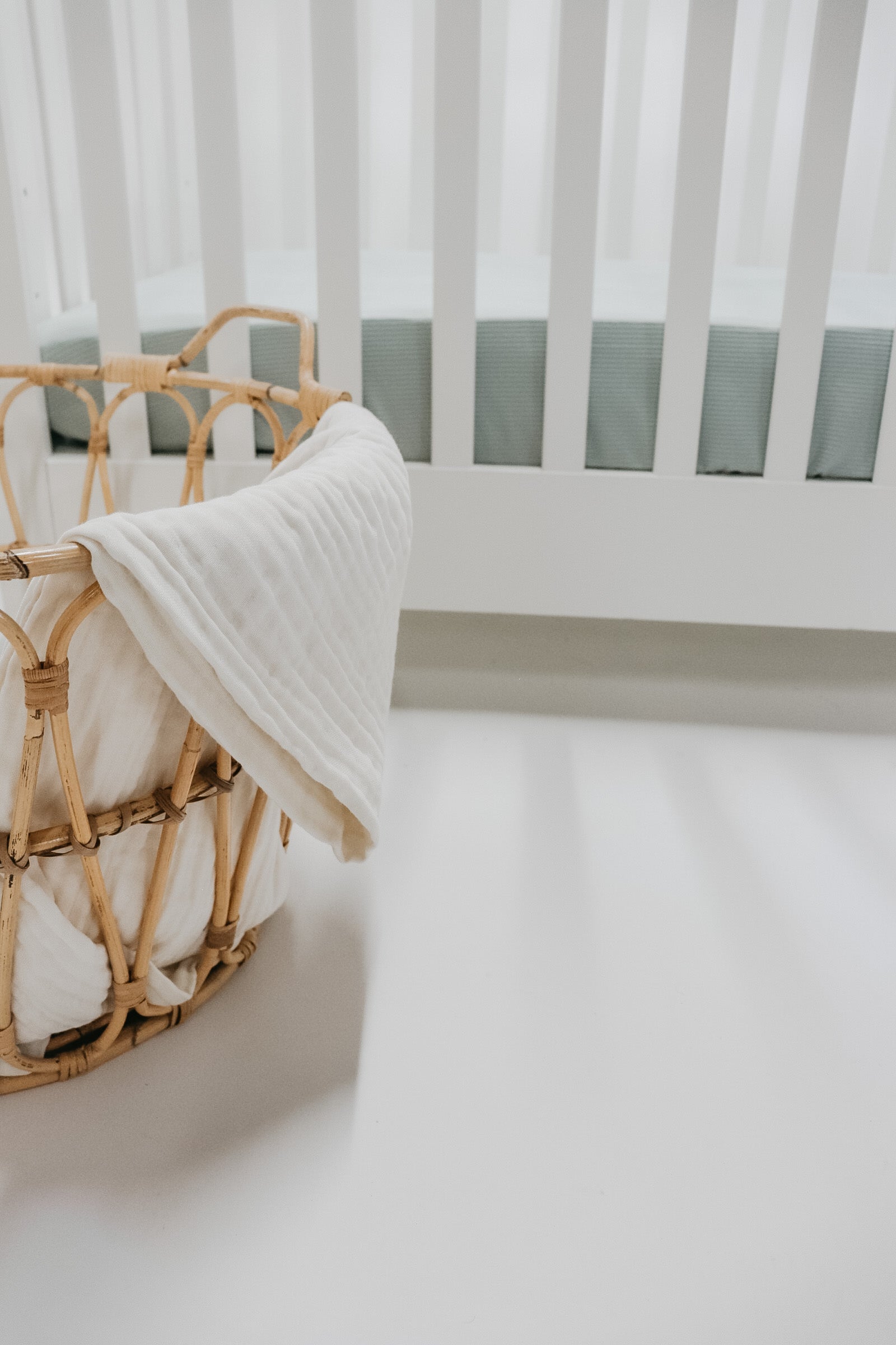 Seafoam Ribbed Crib Sheet